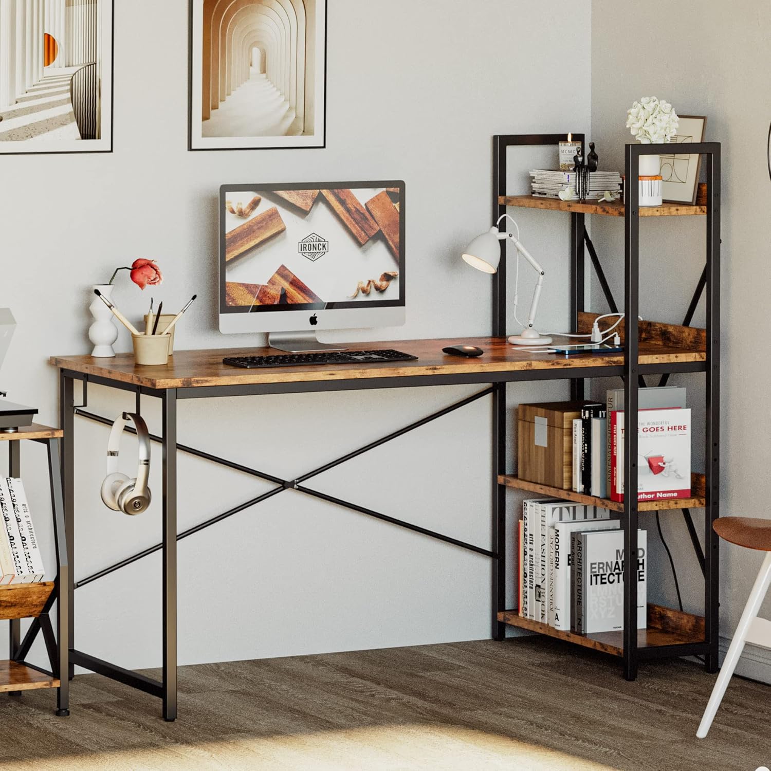 Ezra Computer Desk with Storage Shelves