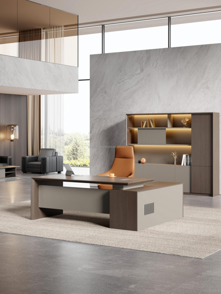 Titan Executive Desk 1600 x 1400 x 750mm – Almond Grey Finish