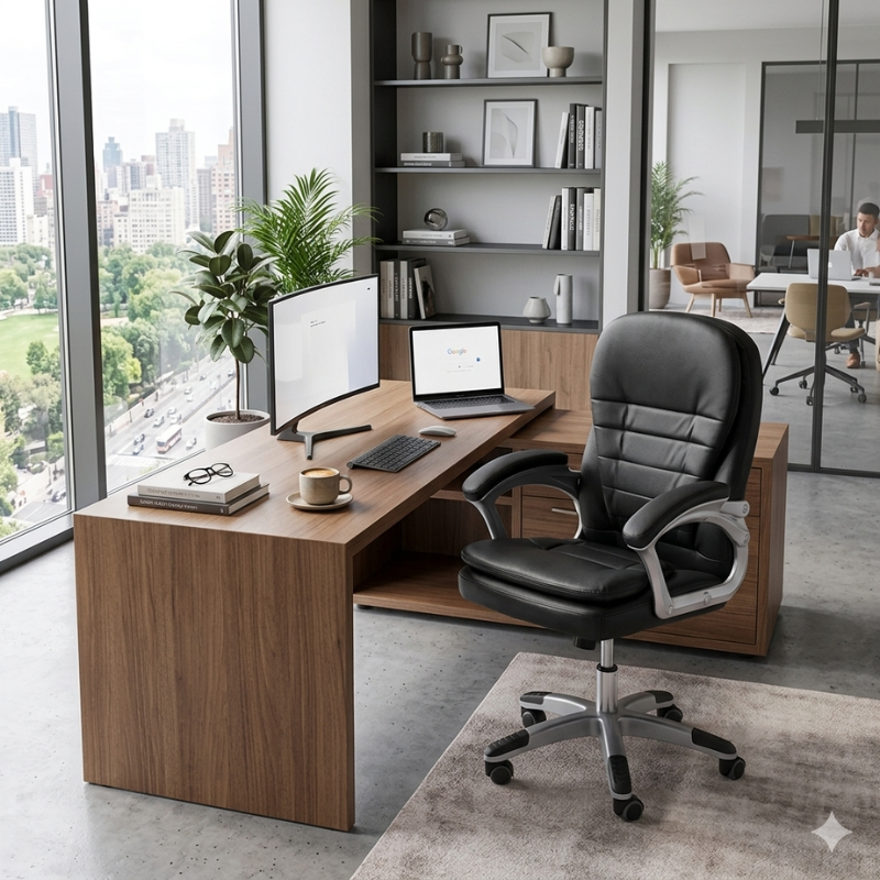 Vega Office Chair – Ergonomic PU Leather Desk Chair for Home & Office