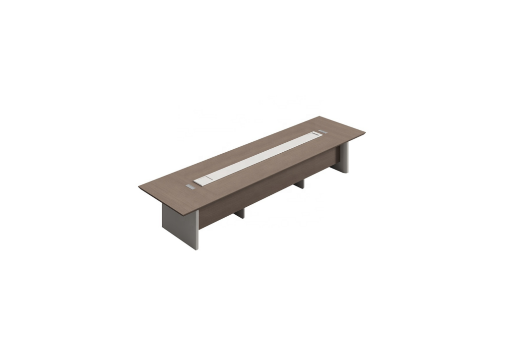 Quincy Executive Boardroom Table — Almond Grey | 600 × 160 × 75 cm | 20–22 Seater | Dual Cable Management