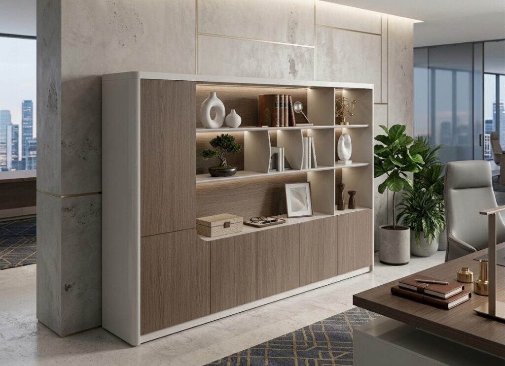 Hazel Filing Cabinet – Almond Grey (2800 × 400 × 2000 mm)