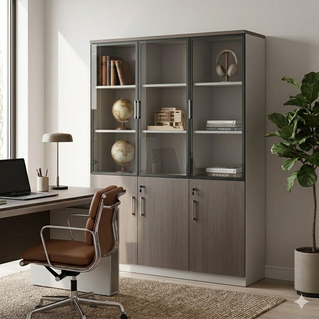 Atlas Filing Cabinet 1200 x 400 x 200mm – Almond Grey Finish
