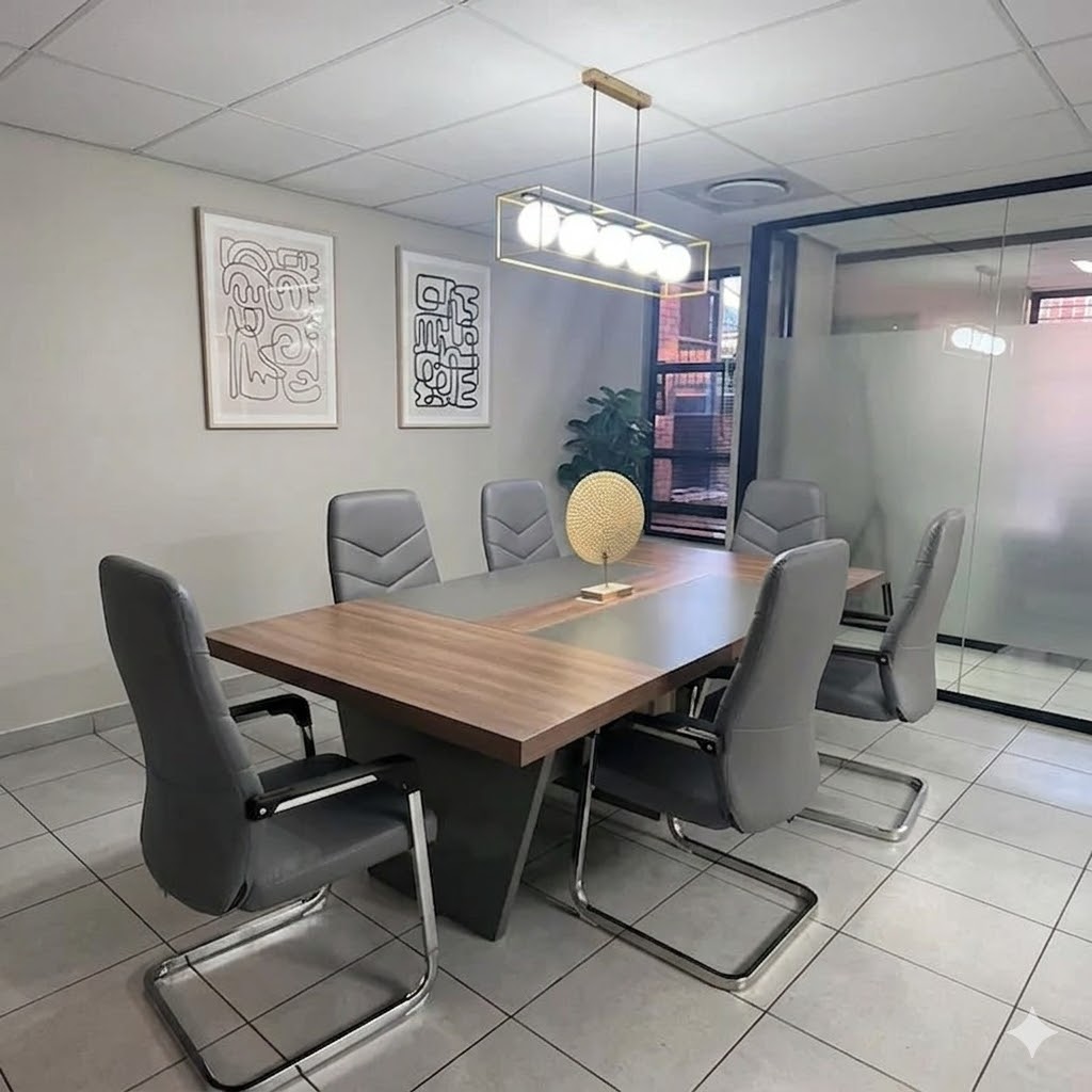 Rammy Boardroom Table with 6 Camo Office Chairs