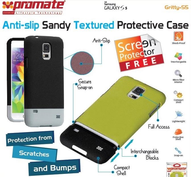 Promate Black Gritty S5 Anti-slip sandy