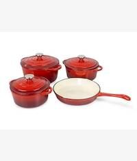 Totally 7 Piece Red Cast iron Cookware Set